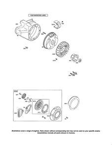 Rewind Starter/Flywheel Diagram and Parts List for 20M100 0133-1416 Briggs and Stratton Engine